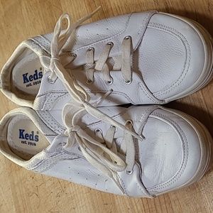 Keds Shoes Womens 9 White Slip On Lace Up Mules Sneakers Leather